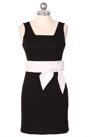 černé šaty s bílou stuhou v pase ($ 48.99)