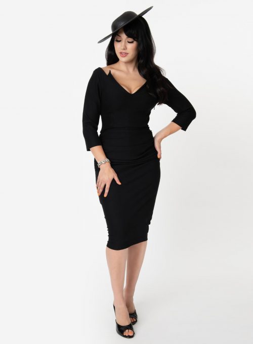 Vintage Diva 1960s Style Black Diane Wiggle Dress