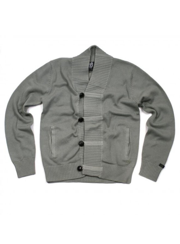 šedý svetr na knoflíky (89 EUR)
