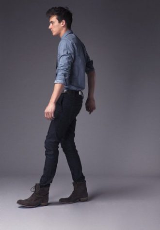pánská džínová košile a tmavě modré úzké džíny !ITEM