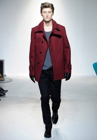 pánský tmavě červený krátký kabát Ehud
