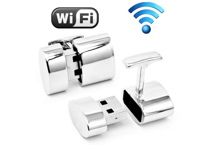stříbrné USB manžetové knoflíčky CuffLinks s Wi-fi senzorem ($ 225)